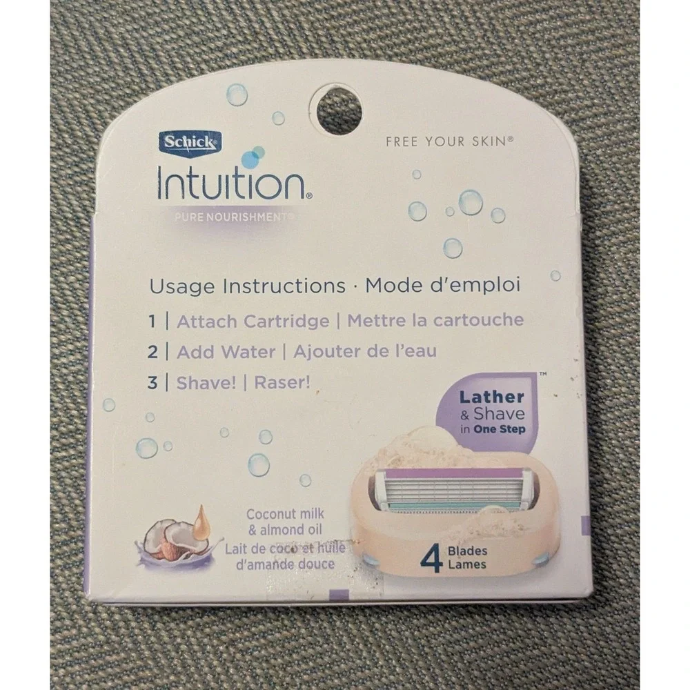 LOT OF 5 Schick Intuition Pure Nourishment Razor Refills 3 Count Coconut Almond